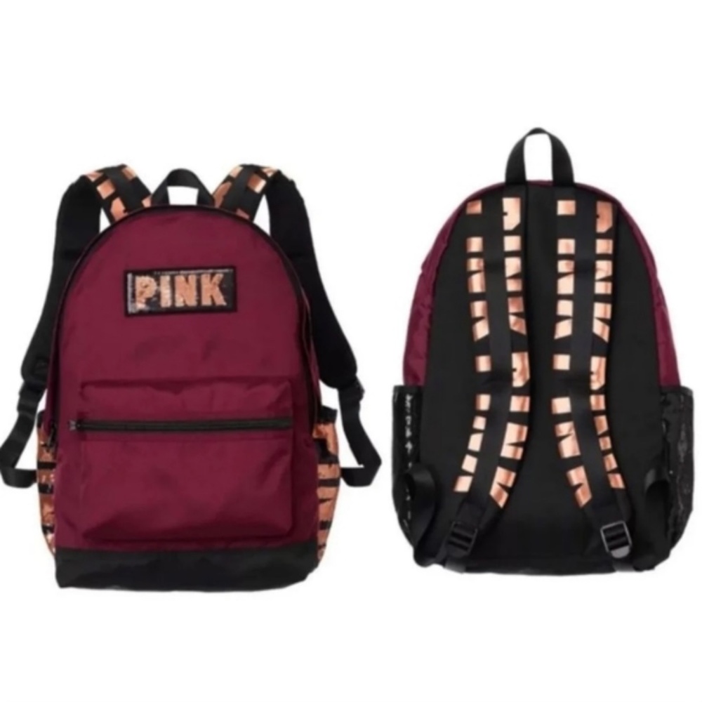 VS PINK Bling Campus Backpack Burgundy